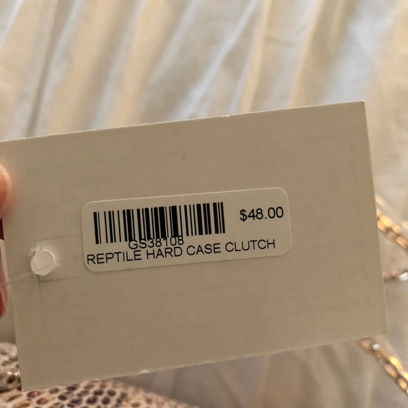 Reptile clutch w chain hand bag - Picture 3 of 5